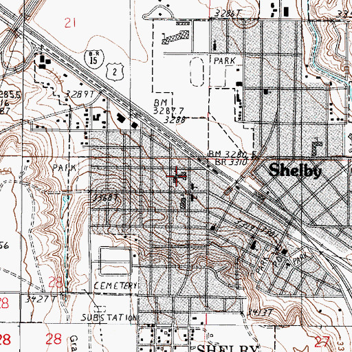 Topographic Map of Meadowlark Elementary School, MT