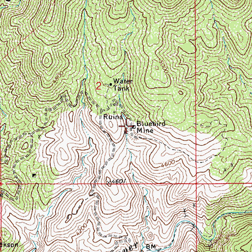 Topographic Map of Bluebird Mine, AZ