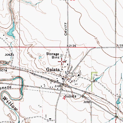 Topographic Map of Galata School, MT