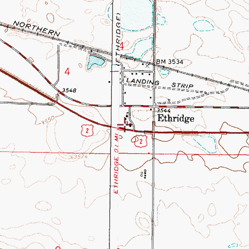 Topographic Map of Ethridge Post Office, MT