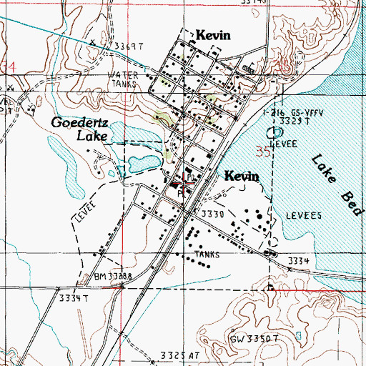 Topographic Map of Kevin Post Office, MT