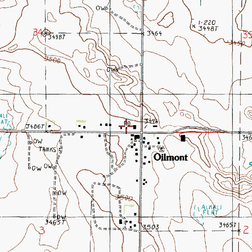 Topographic Map of Oilmont Post Office (historical), MT