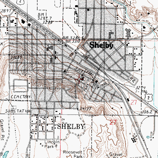Topographic Map of Saint Lukes Lutheran Church, MT
