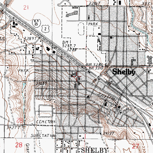Topographic Map of Saint Williams Catholic Church, MT