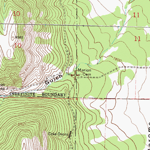 Topographic Map of Marion Cemetery, CO