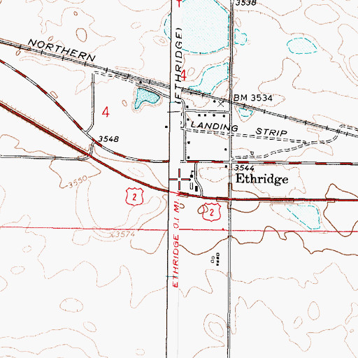 Topographic Map of Ethridge, MT