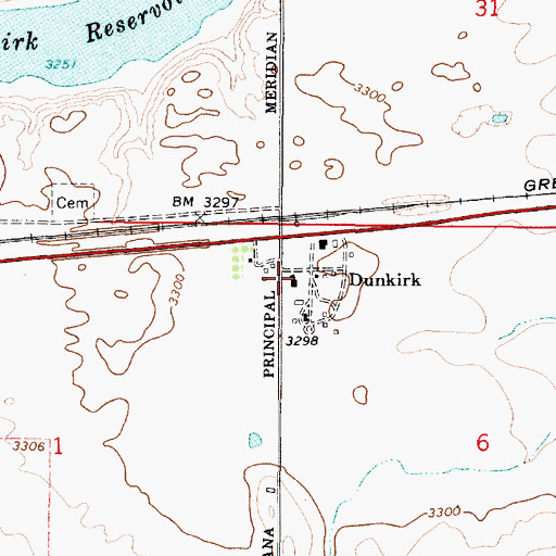 Topographic Map of Dunkirk School (historical), MT