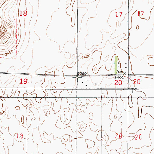 Topographic Map of Genou Post Office (historical), MT