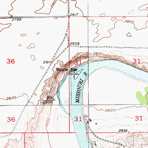 Topographic Map of Fort Brule (historical), MT