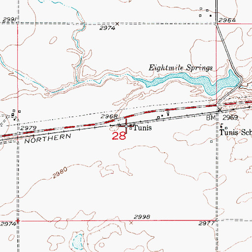 Topographic Map of Eight Mile Springs (historical), MT