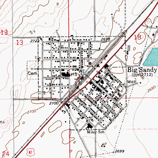 Topographic Map of Big Sandy, MT