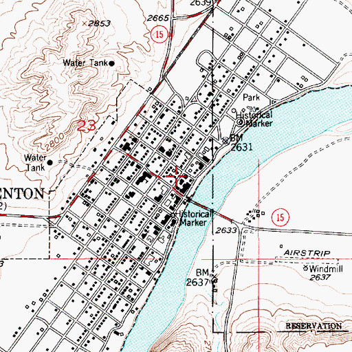 Topographic Map of Fort Benton Post Office, MT