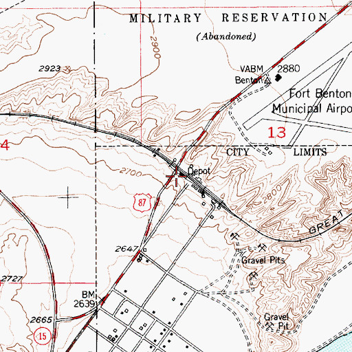 Topographic Map of Fort Benton, MT