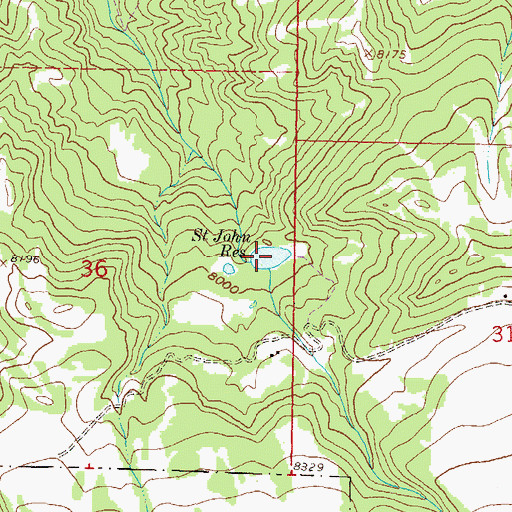 Topographic Map of Saint John Reservoir, CO