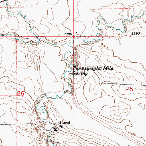 Topographic Map of Twenty-Eight Mile Spring (historical), MT