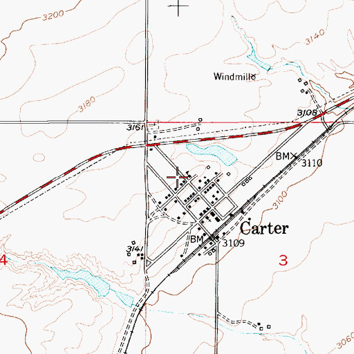 Topographic Map of Carter School, MT