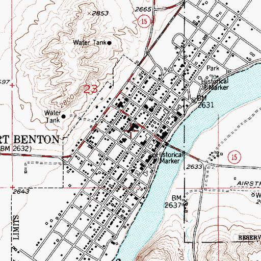 Topographic Map of Fort Benton Elementary School, MT