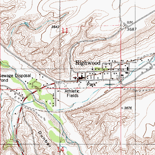 Topographic Map of Highwood Public Schools, MT