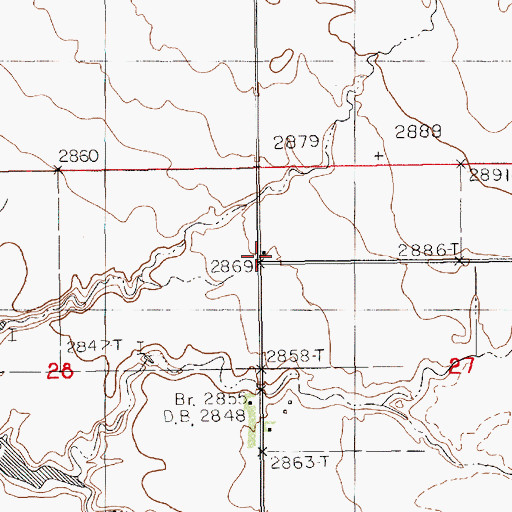 Topographic Map of Spring Coulee School (historical), MT