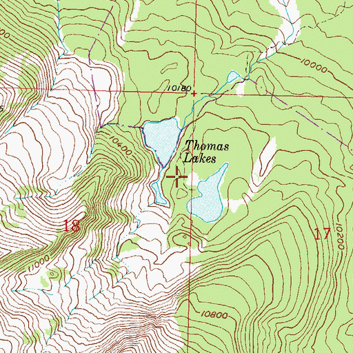 Topographic Map of Thomas Lakes, CO