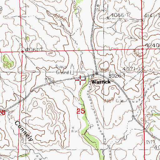 Topographic Map of Warrick School, MT
