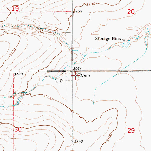 Topographic Map of Wolfe Cemetery, MT