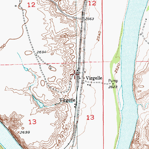 Topographic Map of Virgelle Post Office (historical), MT
