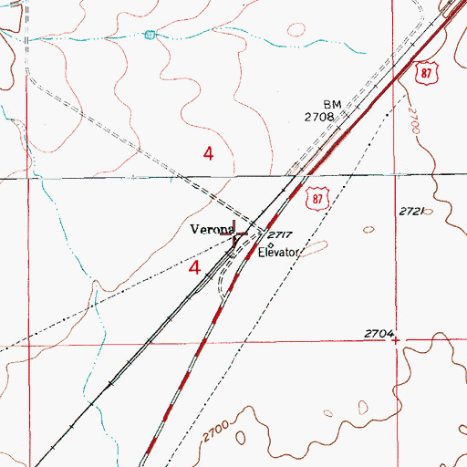 Topographic Map of Verona (historical), MT