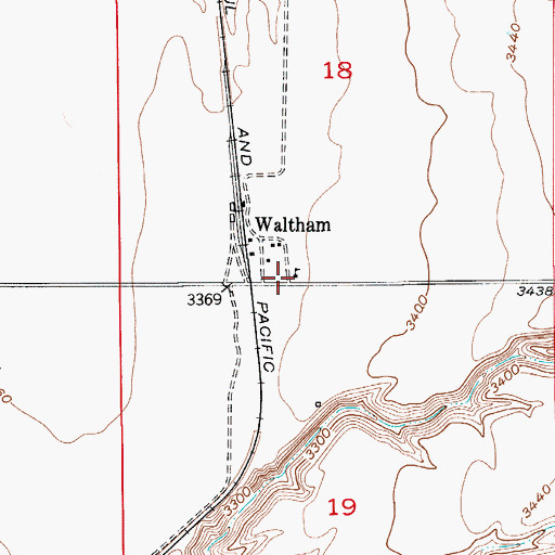 Topographic Map of Waltham School (historical), MT