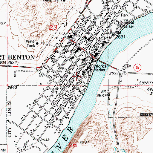 Topographic Map of Fort Benton Police Department, MT