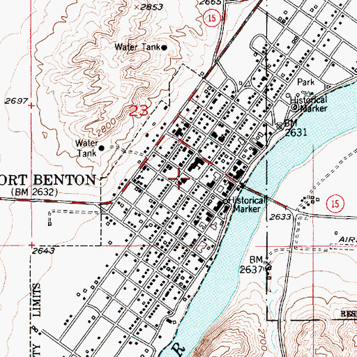 Topographic Map of Chouteau County Courthouse, MT