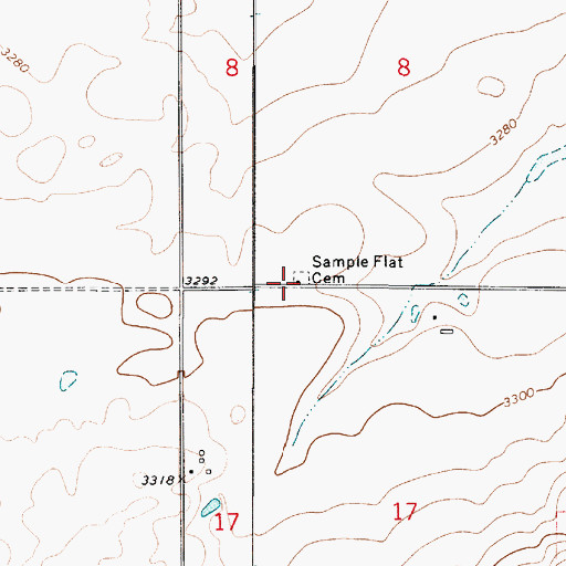 Topographic Map of Sample Flat Church, MT