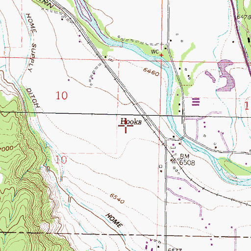 Topographic Map of Hooks, CO