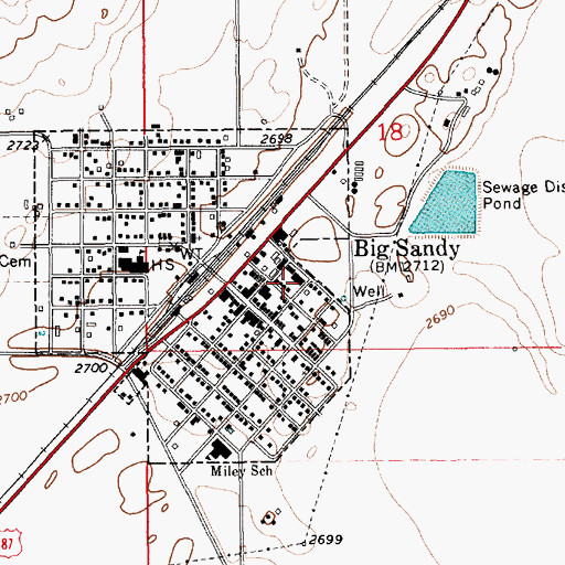 Topographic Map of Big Sandy Medical Center, MT