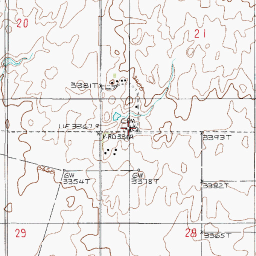 Topographic Map of Knees Community Church Cemetery, MT