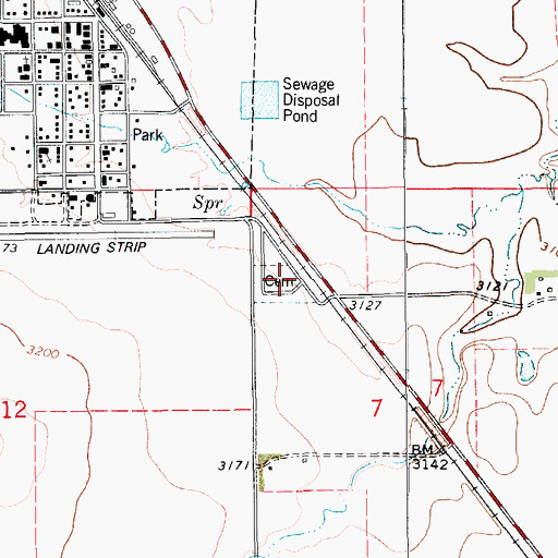 Topographic Map of Geraldine Cemetery, MT