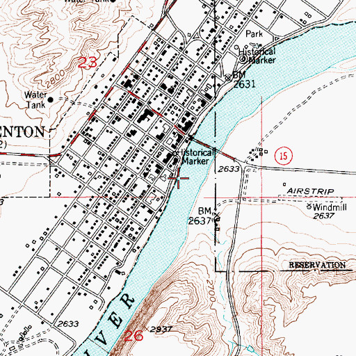 Topographic Map of Chouteau County Memorial Bridge, MT