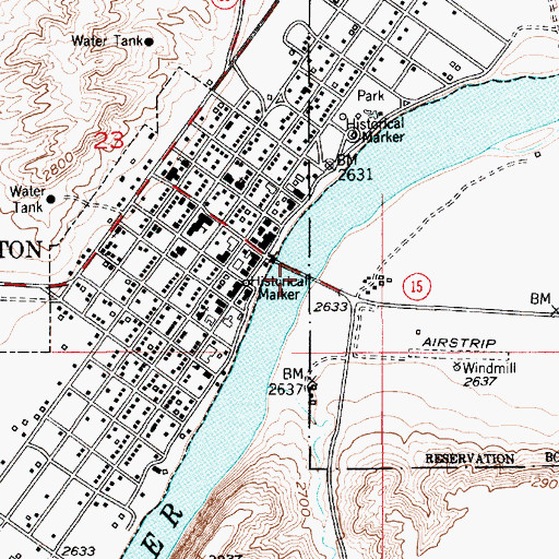 Topographic Map of Fort Benton Bridge, MT