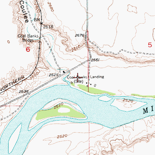 Topographic Map of Coalbanks Campground, MT