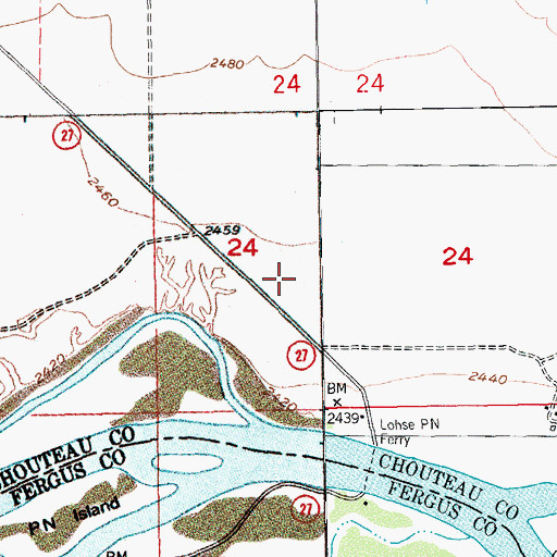 Topographic Map of Judith Landing Recreation Area, MT