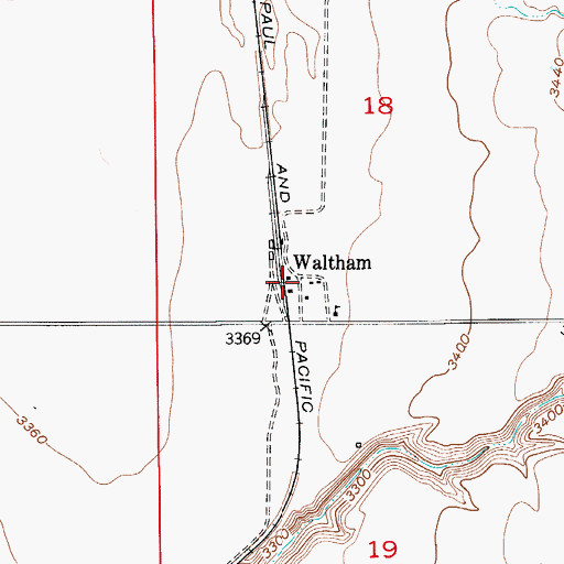Topographic Map of Waltham (historical), MT