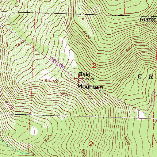 Topographic Map of Bald Mountain, CO
