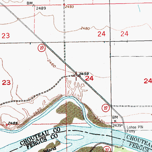 Topographic Map of Fort Chardon Historical Marker, MT
