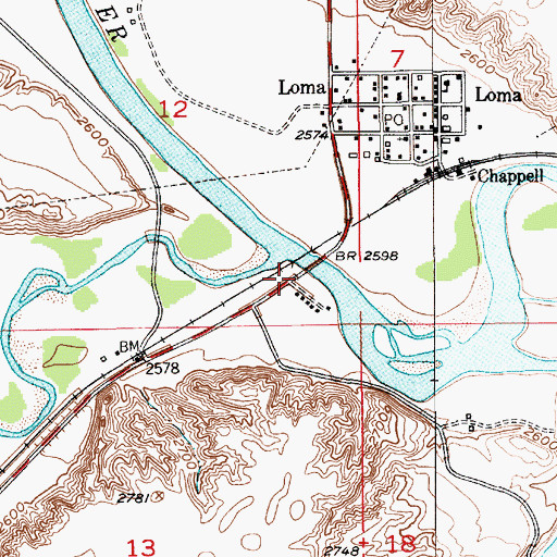 Topographic Map of Marias River Historical Marker, MT