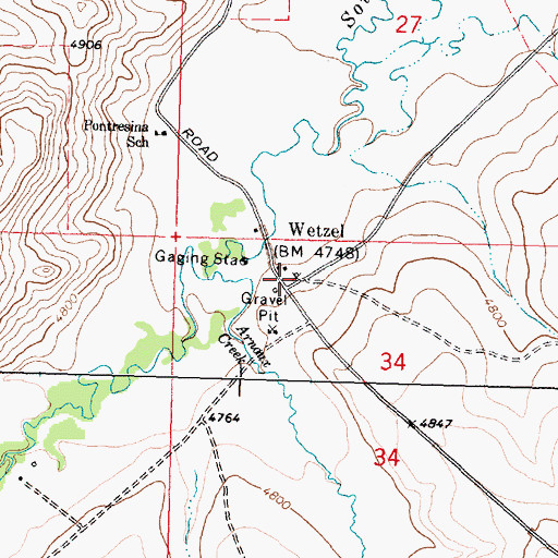 Topographic Map of Wetzel Post Office (historical), MT