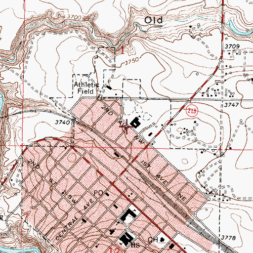 Topographic Map of Anna Jeffries Elementary School, MT
