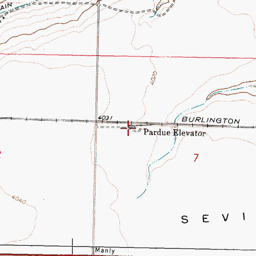 Topographic Map of Pardue Sammons Spur (historical), MT