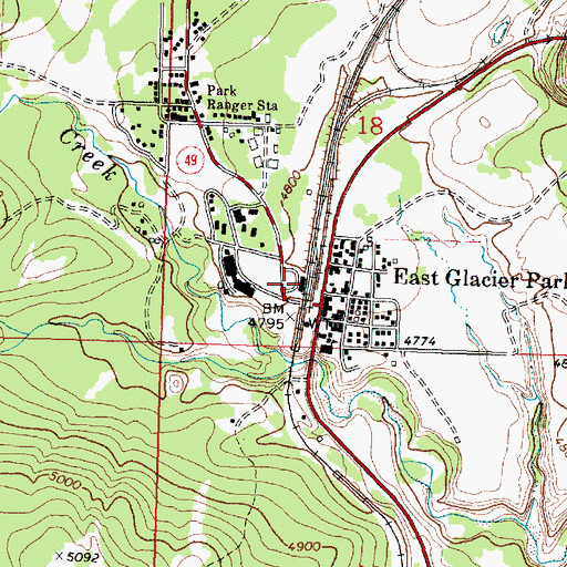 Topographic Map of Glacier Park, MT