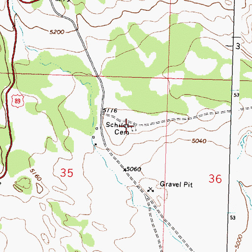 Topographic Map of Schildt Cemetery, MT