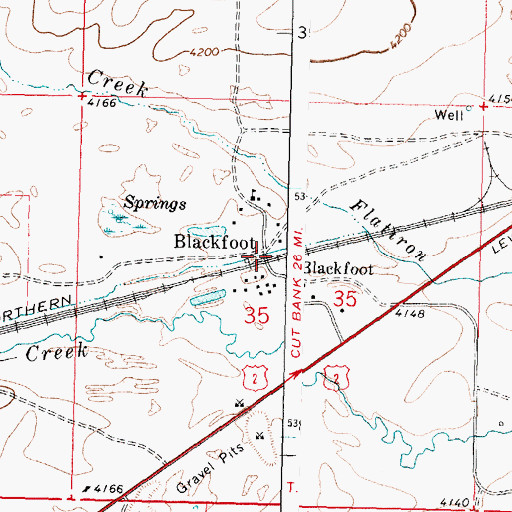 Topographic Map of Blackfoot Post Office (historical), MT